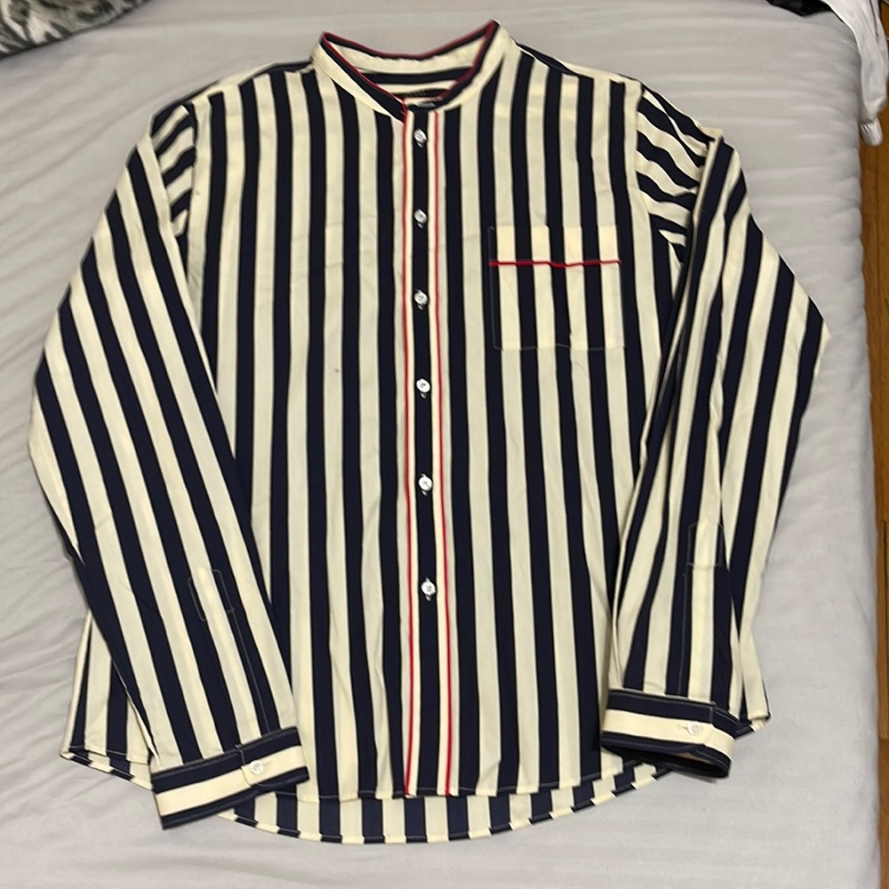 Gucci navy blue/ white strip dress shirt